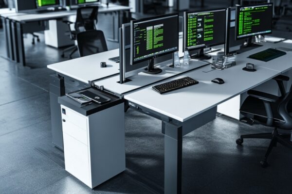 Stalowe stelaże do biurek regulowanych poprawiają ergonomię; zakres 650–1250 mm, łokcie 90–110°, stabilna rama ogranicza drgania przy pisaniu.