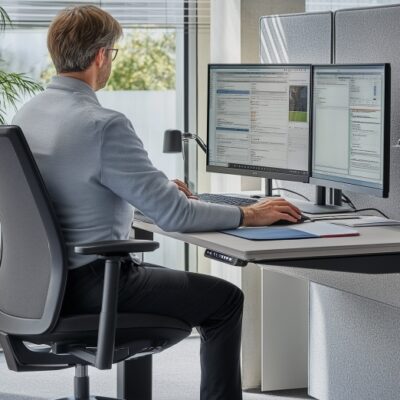 Stalowe stelaże do biurek regulowanych poprawiają ergonomię i stabilność; zakres regulacji 620–1270 mm ogranicza kołysanie blatu i przeciążenia.
